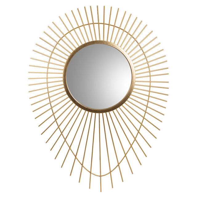 Raekwon Sunburst Metal Framed Wall Mounted Accent Mirror in Gold