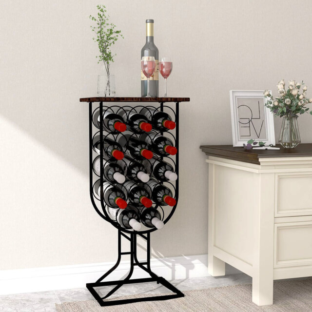 Allyzon 14 Bottle Floor Wine Bottle Rack in Black/Brown