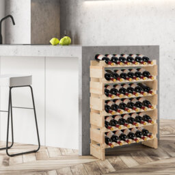 Treyton 36 Bottle Solid Wood Floor Wine Bottle Rack in Beige