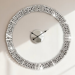 100x100cm Wall Clock Glass Crystal Circular Frame Accent Clock