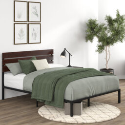 Steens Modern Metal Bed frame with Bamboo Headboard