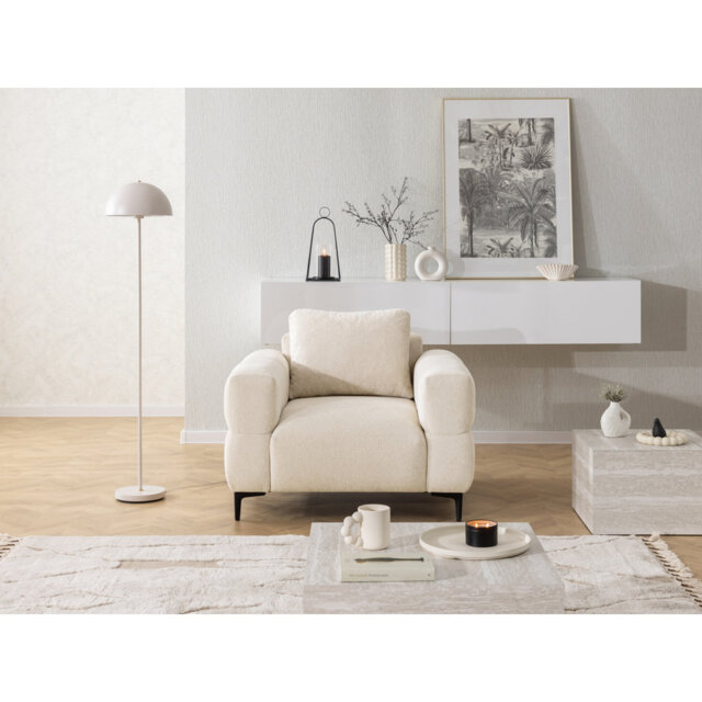 Armchair Cardea With optic In Soft Textured Fabric And High Seating Comfort