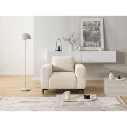 Armchair Cardea With optic In Soft Textured Fabric And High Seating Comfort