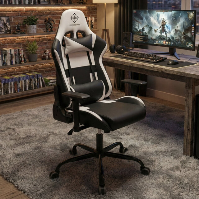 Deltaco Gaming GAM-096 Series Adjustable Reclining Ergonomic Faux Leather Swiveling PC & Racing Game Chair