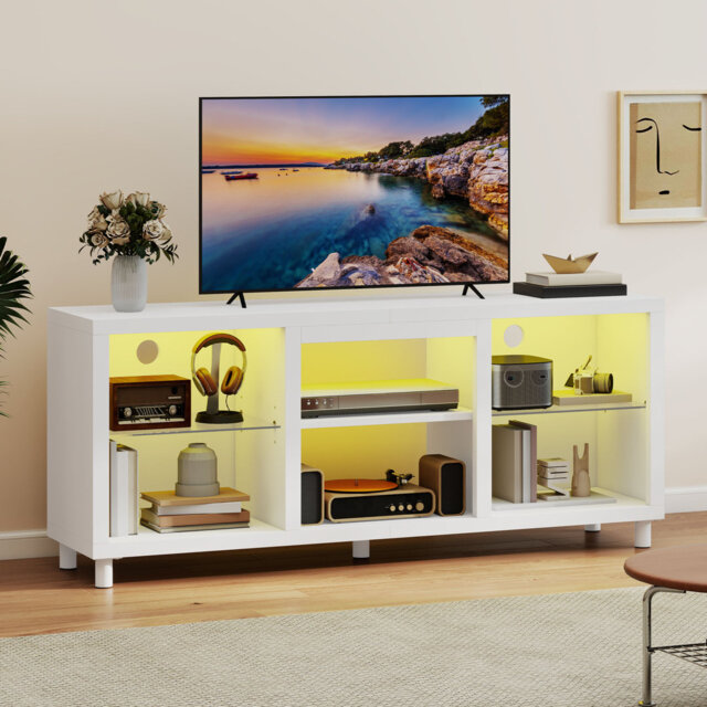 148 CM TV Unit, LED TV Stand Cabinet For 55/60 / 65 Inch Tvs With RGB Lights