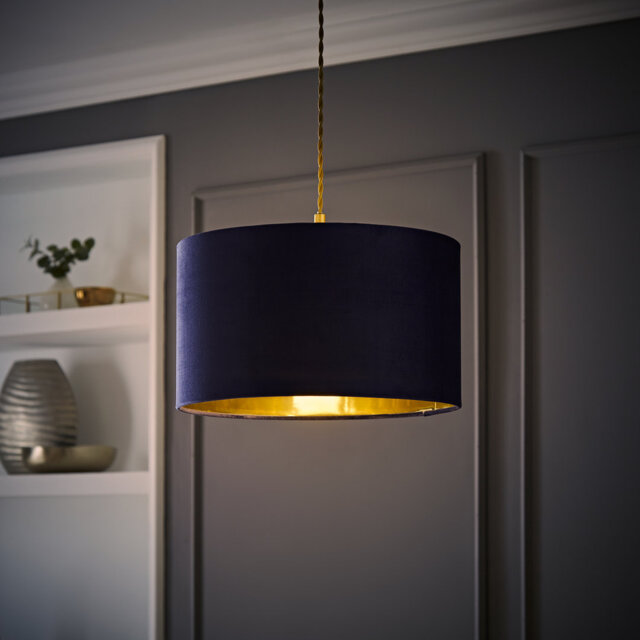 Aguie Linen Blend Drum Lamp Shade ( Slip-On ) in Blue