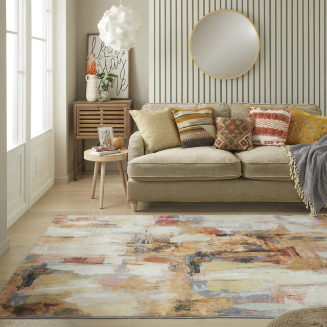 Lux Abstract Ultra soft Stain Guarded Beige Multicolour Area Rug