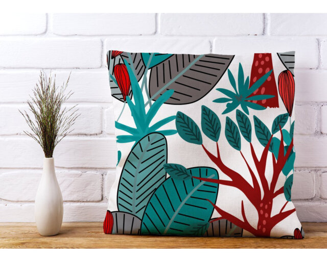 Magliana Jungle Exotic Summer Tropical Leaves Floral Scatter Cushion with Filling