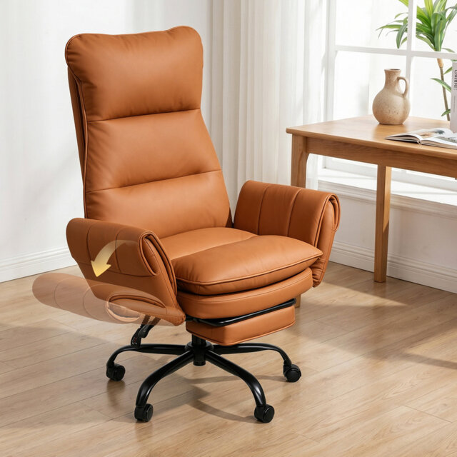Big and Tall Office Chair, Flip Armrests for Pets & Cross Legged Sitting, Executive Ergonomic Computer Gaming Chair with Foot Rest