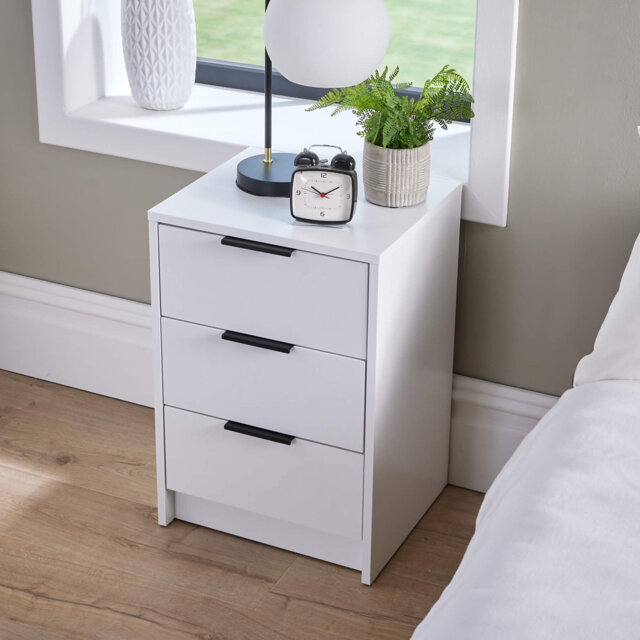 Phoenix 3 Drawer Bedside Table Storage Unit