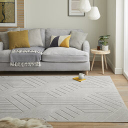 Geometric Pile Low-Effect patterned Machine Woven Grey Area Rug