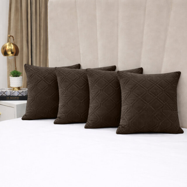 Luxury Diamond Velvet Cushion Covers Set Of 4 Soft Cushion Cases Sofa, Throw