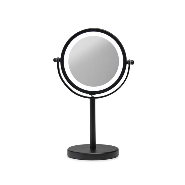 Croydex Black Steel Round Illuminated Cosmetic Mirror