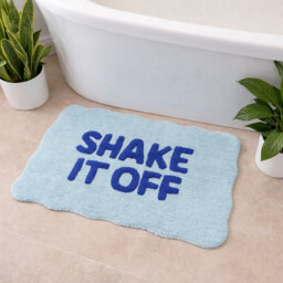 Shake It Off Slogan Scalloped Bath Mat