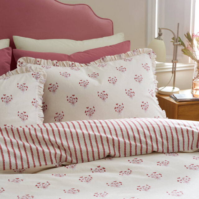 Hand Gathered Posy Cotton Reversible Duvet Cover Set