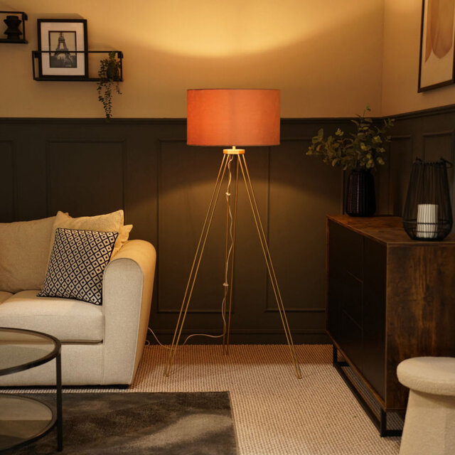 Dundrod 127cm Powder Coated Tripod Floor Lamp Set