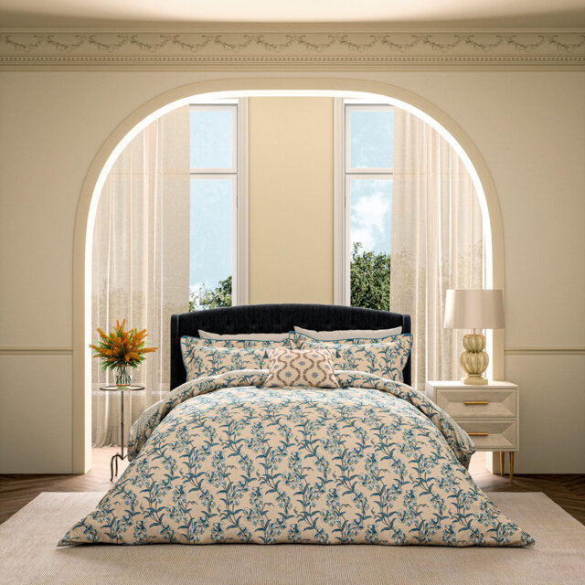 Sweet Tendrils Cotton Floral Duvet Cover Set with Pillowcases Included