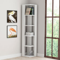 Nati Modern Corner Bookcase 5 Tiers - 34 x 34 x 161 cm - Space-Saving Design