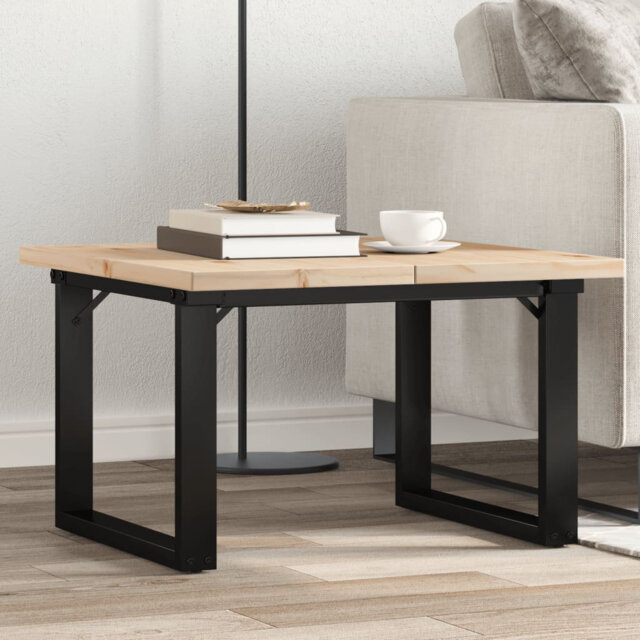vidaXL Coffee Table O-Frame Solid Wood Pine and Steel