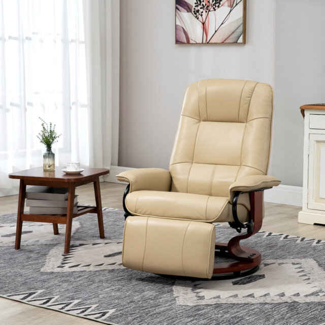 HOMCOM 360° Swivel Recliner Chair with Footstool Leather