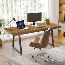Solid Wood Top Metal Base Executive Desk