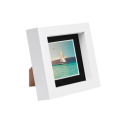 "Nicola Spring - 4"" x 4"" White 3D Box Photo Frame - 2"" x 2"" Mount"