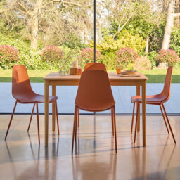 Whitewash Extendable Dining Table Set - 4 Seater - Pink Dining Chairs