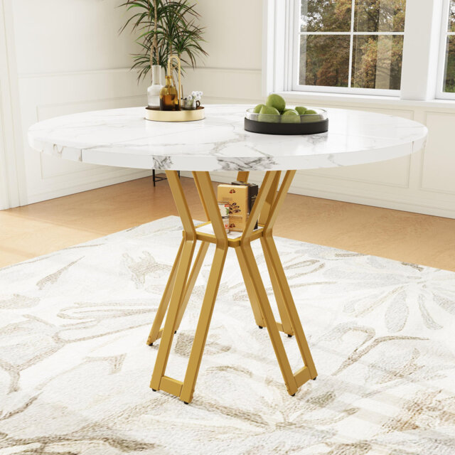 Round Metal Base Dining Table