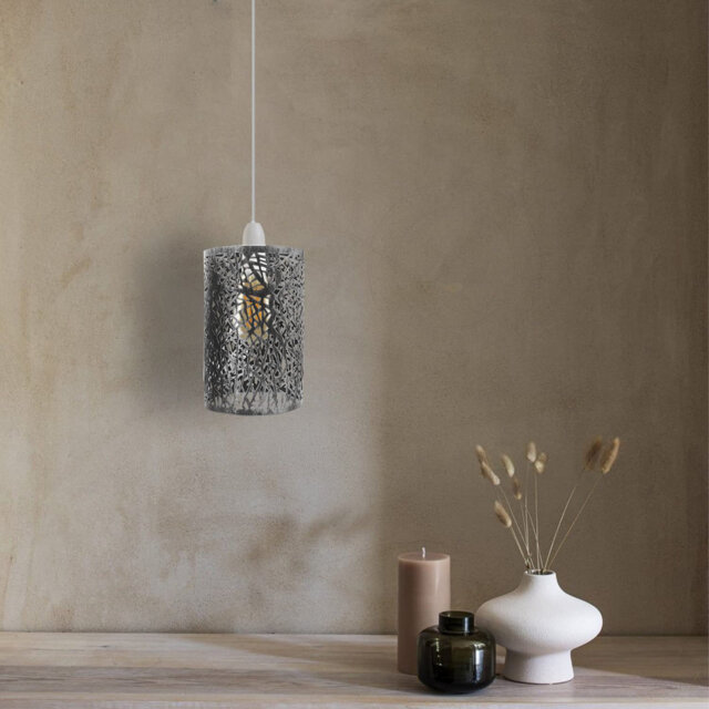 2 Pack Retro Metal Light Shades, Vintage Style Ceiling Lamp Pendant Shade, Non Electric 25Cm Easy Fit Drum Lampshade, Office, Living Room Light Shade