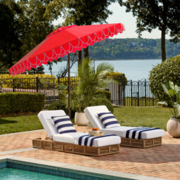 Outdoor Uv Resistant Elegant Valance Manual Tilt Umbrella