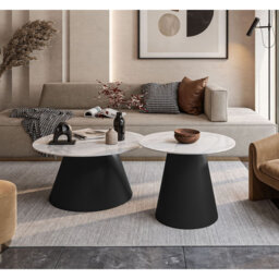Huseman 2In1 Round Coffee Table CARTELLE White High Gloss
