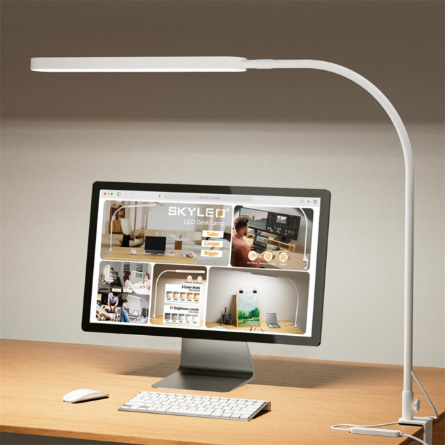 Table Lamp Flexible Gooseneck 5 Color Modes X 11 Brightness Levels 12W Clip-On Lamp