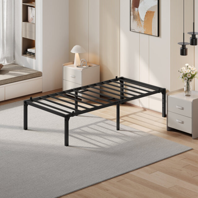 Metal Platform Bed with Heavy Duty Steel Slat Support