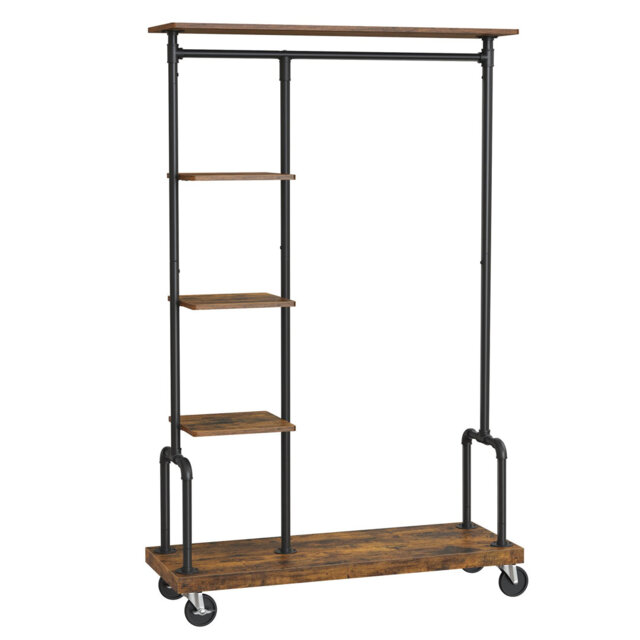 Clothes Rack, Clothing Rack On Wheels, Garment Rack With Metal Pipes, For Bedroom, Store, Laundry Room