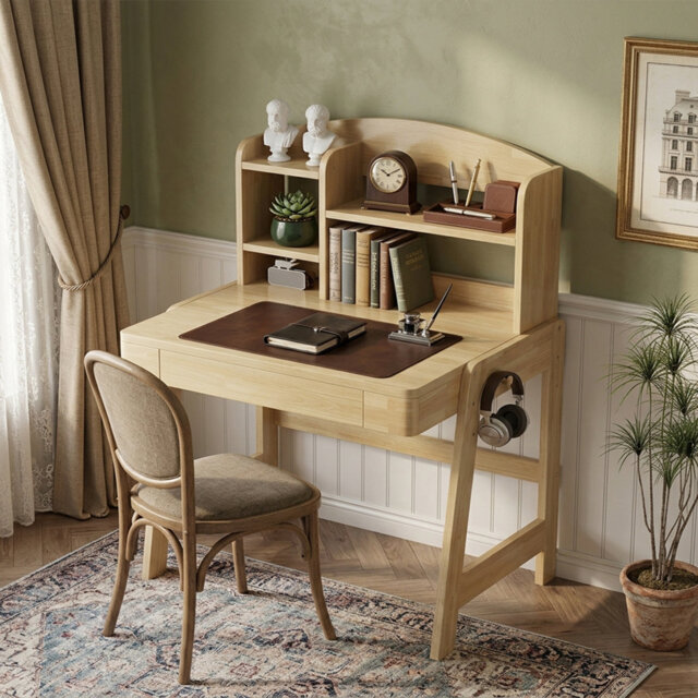 Solid Wood Study Desk With Storage