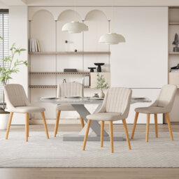 48.5cm H Upholstered Dining Chairs With Wooden Legs