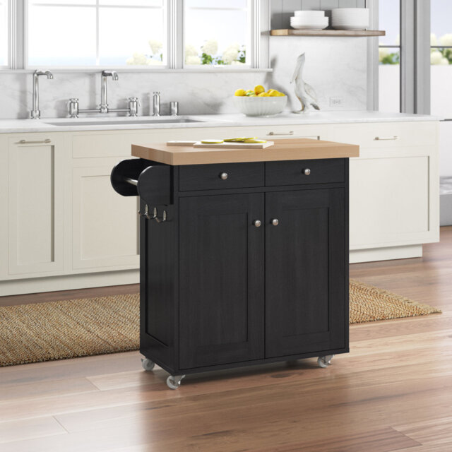 PORTLAND SOLID WOODEN TOP KITCHEN ISLAND