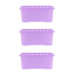 Wham Sparkle 45L Plastic Storage Boxes Pack of 3 Tint Lavender