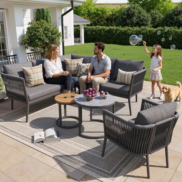 6 - Person Rope Garden Lounge Set Modular Sofa Set With Table