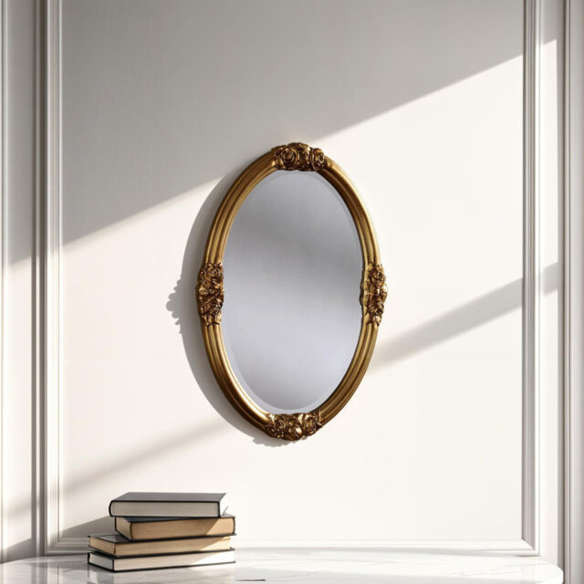 Astoria Oval Rose Detailed Wall Mirror
