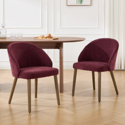 Modern Curved-Back Dining Chair with Solid Wood Legs Side Chair Armchair for Dining Room/Living Room