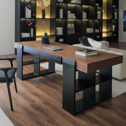 Modern Walnut 70.86'' W  Writing Desk With Drawer & Bookshelf Storage For Office And Home Office
