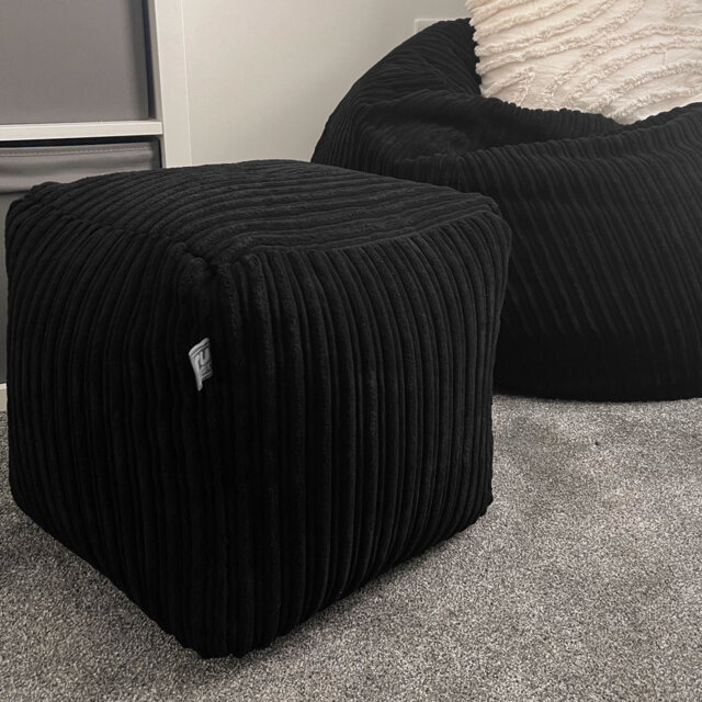 rucomfy Beanbags Corduroy Cube Footstool Bean Bag. Home Decor Accessories for Living Room, Lounge and Bedroom. Modern Furniture Square Pouffe. Machine