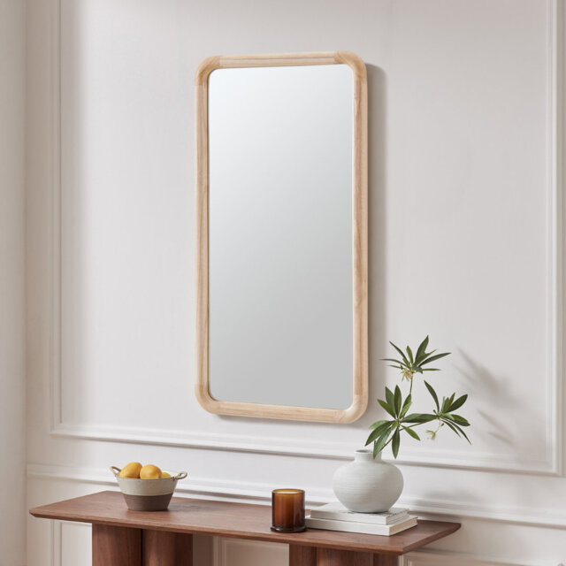 Rowella Solid Wood Hallway Wall Rectangle Mirror - Simple Mid Century Design