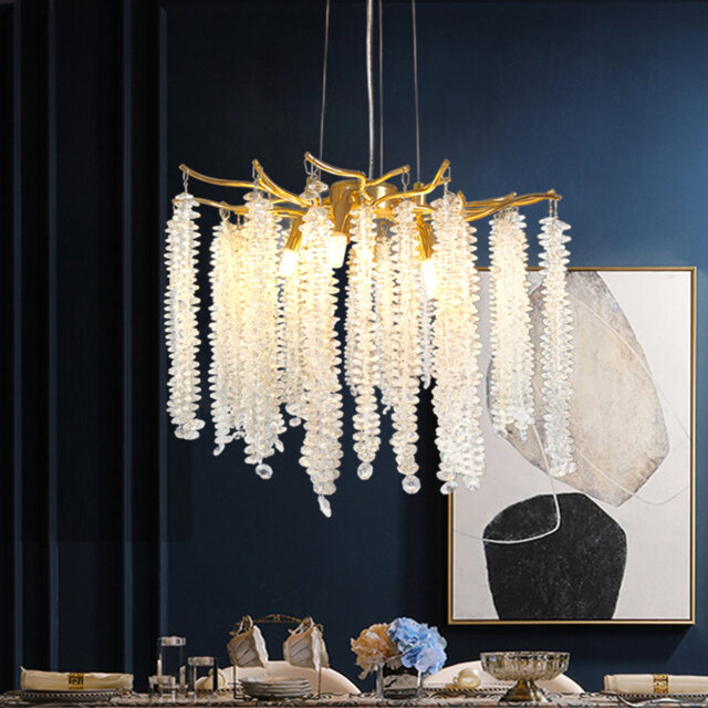 "Modern Gold Tree Branch Crystal Chandelier, 15.7"", G9 Base (No Bulb)"