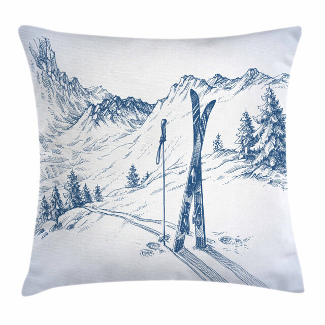 Palni Winter Ski Sport Mountain View Outdoor Cushion Cover