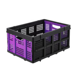 Large 55L Collapsible Plastic Storage Bin with Handles – Stackable, Heavy Duty, Collapsible Organizer for Home, Kitchen, Garage, Office, Camping – Spa