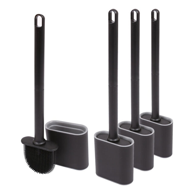 Harbour Housewares - Wall-Mounted Toilet Brush & Holder - Pack of 4