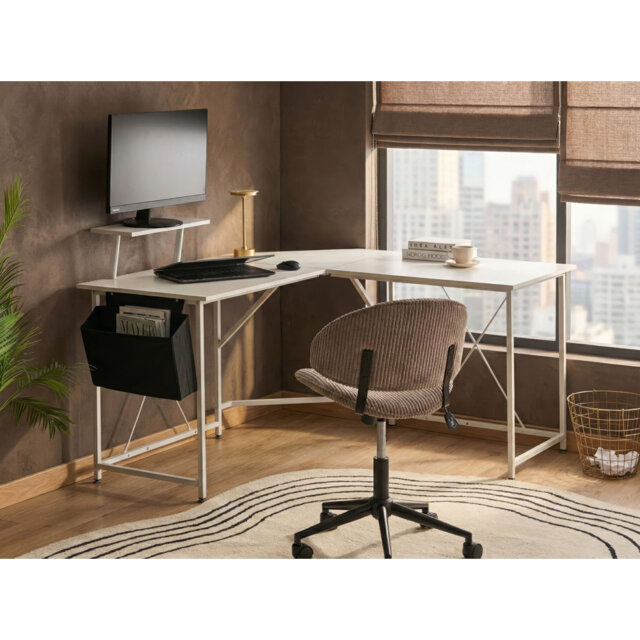 L-Shaped Metal Base Computer Desk