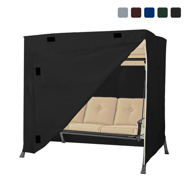 Kincannon High Density Waterproof Outdoor Patio Canopy Swing Seat Cover, Patio 3-Seat Porch Swing Cover